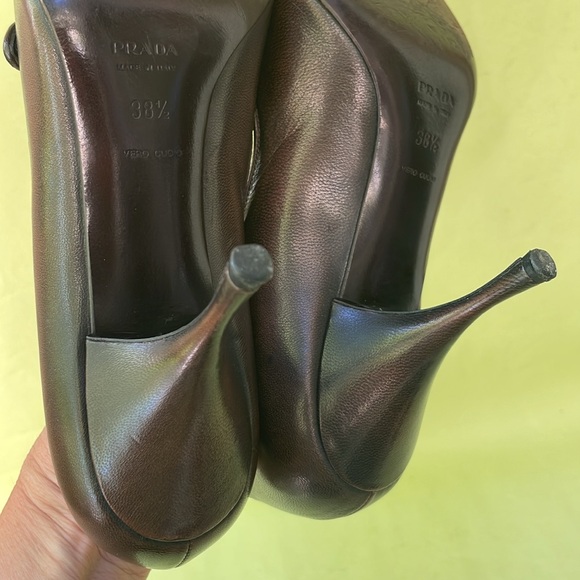 Prada vintage brown leather heels in dust bag - Picture 14 of 15